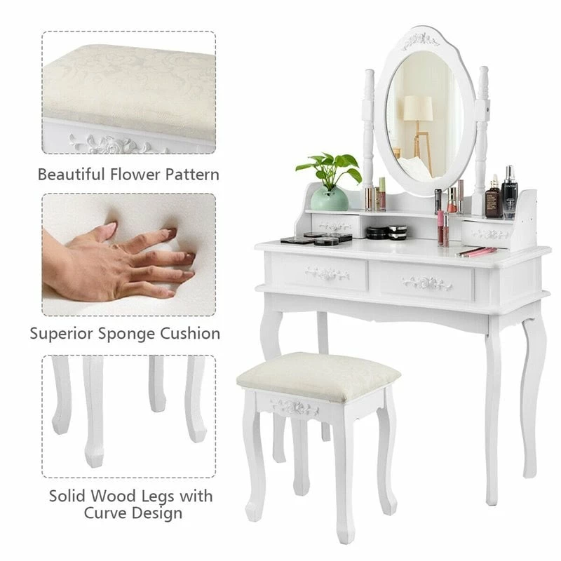 Best Sale ๐ Costway MDF Vanity Makeup ๐ Dressing Table Set With Jewelry Storage Stool In White ๐ฏ 13 Best Sale ๐ Costway MDF Vanity Makeup ๐ Dressing Table Set With Jewelry Storage Stool In White ๐ฏ - Image 11