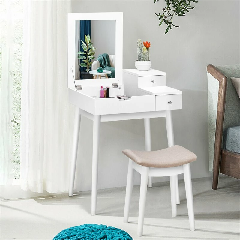 New ๐ Costway Contemporary MDF And Wood Vanity ๐ Dressing Table Set With Stool In White โ 4 New ๐ Costway Contemporary MDF And Wood Vanity ๐ Dressing Table Set With Stool In White โ - Image 2