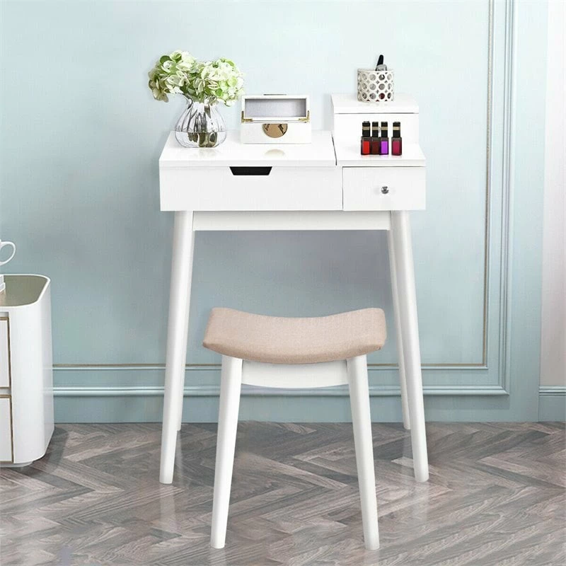 New ๐ Costway Contemporary MDF And Wood Vanity ๐ Dressing Table Set With Stool In White โ 6 New ๐ Costway Contemporary MDF And Wood Vanity ๐ Dressing Table Set With Stool In White โ - Image 4
