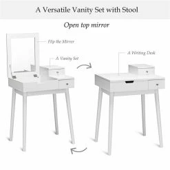 New ๐ Costway Contemporary MDF And Wood Vanity ๐ Dressing Table Set With Stool In White โ 16 New ๐ Costway Contemporary MDF And Wood Vanity ๐ Dressing Table Set With Stool In White โ -Living Room Sales Shop 2314205 4 L
