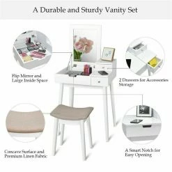 New ๐ Costway Contemporary MDF And Wood Vanity ๐ Dressing Table Set With Stool In White โ 17 New ๐ Costway Contemporary MDF And Wood Vanity ๐ Dressing Table Set With Stool In White โ -Living Room Sales Shop 2314205 5 L