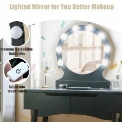 Budget 🛒 Costway MDF Vanity Makeup 👗 Dressing Set With 8 Dimmable Bulbs Mirror In Black ✔️ 25 Budget 🛒 Costway MDF Vanity Makeup 👗 Dressing Set With 8 Dimmable Bulbs Mirror In Black ✔️ -Living Room Sales Shop 2314280 9 L