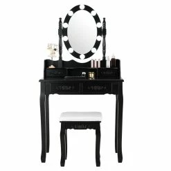 Best deal ๐ Costway Contemporary P2 MDF Vanity ๐ Dressing Table Set With 4 Drawers In Black ๐ 19 Best deal ๐ Costway Contemporary P2 MDF Vanity ๐ Dressing Table Set With 4 Drawers In Black ๐ -Living Room Sales Shop 2314283 3 L