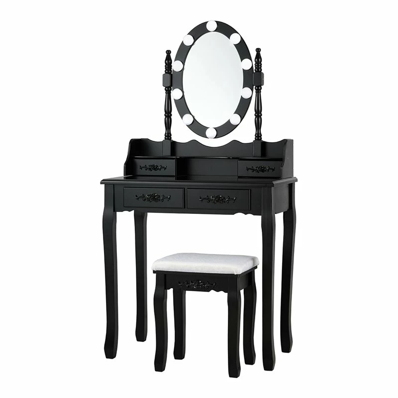 Best deal ๐ Costway Contemporary P2 MDF Vanity ๐ Dressing Table Set With 4 Drawers In Black ๐ 3 Best deal ๐ Costway Contemporary P2 MDF Vanity ๐ Dressing Table Set With 4 Drawers In Black ๐