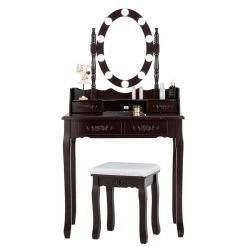 Best Sale β¨ Costway Contemporary P2 MDF Vanity π Dressing Table Set With 4 Drawers In Brown β€οΈ 19 Best Sale β¨ Costway Contemporary P2 MDF Vanity π Dressing Table Set With 4 Drawers In Brown β€οΈ -Living Room Sales Shop 2314284 3 L