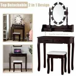 Best Sale β¨ Costway Contemporary P2 MDF Vanity π Dressing Table Set With 4 Drawers In Brown β€οΈ 22 Best Sale β¨ Costway Contemporary P2 MDF Vanity π Dressing Table Set With 4 Drawers In Brown β€οΈ -Living Room Sales Shop 2314284 6 L