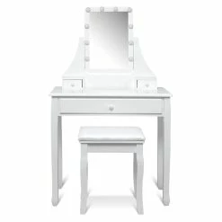 Outlet β Costway Contemporary MDF And Pine Vanity Table Set With 3 Drawers In White π 18 Outlet β Costway Contemporary MDF And Pine Vanity Table Set With 3 Drawers In White π -Living Room Sales Shop 2314286 2 L