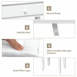 Outlet β Costway Contemporary MDF And Pine Vanity Table Set With 3 Drawers In White π 24 Outlet β Costway Contemporary MDF And Pine Vanity Table Set With 3 Drawers In White π -Living Room Sales Shop 2314286 8 L