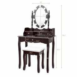 Best deal ๐ Costway Contemporary MDF Vanity ๐ Dressing Table Set With 2 Side Drawers In Brown ๐ 17 Best deal ๐ Costway Contemporary MDF Vanity ๐ Dressing Table Set With 2 Side Drawers In Brown ๐ -Living Room Sales Shop 2314289 11 L