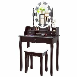 Best deal ๐ Costway Contemporary MDF Vanity ๐ Dressing Table Set With 2 Side Drawers In Brown ๐ 19 Best deal ๐ Costway Contemporary MDF Vanity ๐ Dressing Table Set With 2 Side Drawers In Brown ๐ -Living Room Sales Shop 2314289 3 L