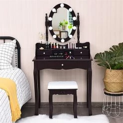 Best deal ๐ Costway Contemporary MDF Vanity ๐ Dressing Table Set With 2 Side Drawers In Brown ๐ 22 Best deal ๐ Costway Contemporary MDF Vanity ๐ Dressing Table Set With 2 Side Drawers In Brown ๐ -Living Room Sales Shop 2314289 6 L