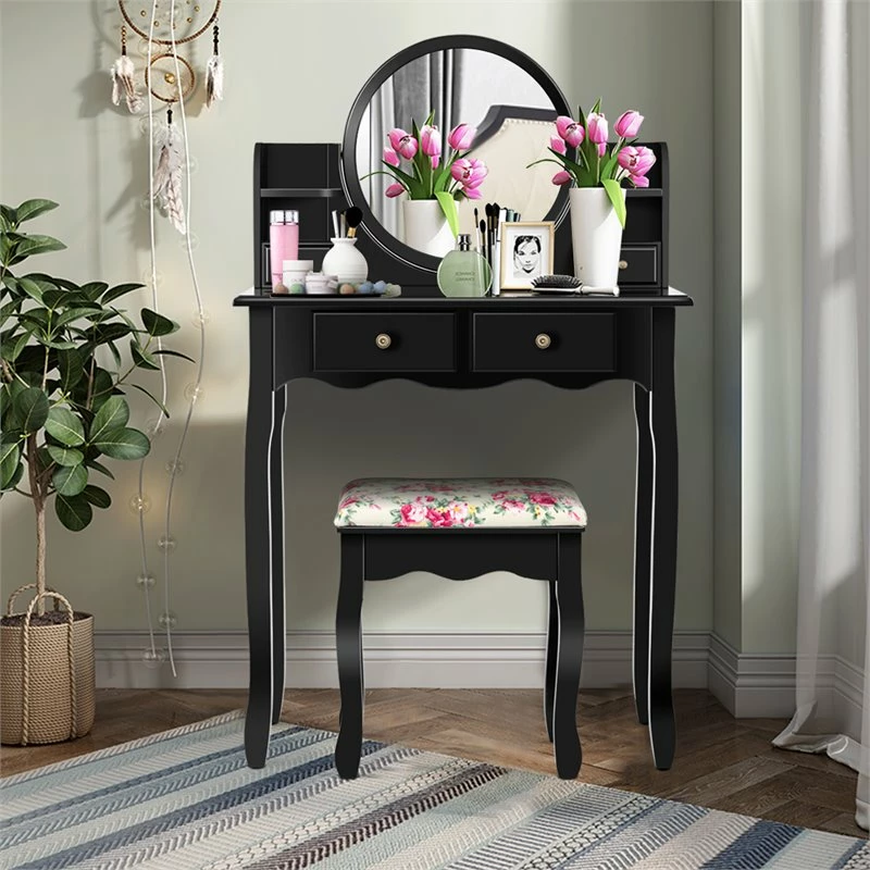 Best deal ๐ Costway Contemporary MDF And Wood Makeup Vanity Set With Oval Mirror In Black ๐ 4 Best deal ๐ Costway Contemporary MDF And Wood Makeup Vanity Set With Oval Mirror In Black ๐ - Image 2