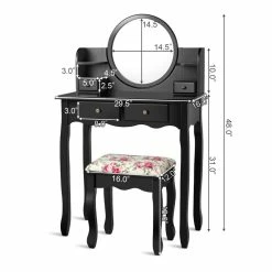 Best deal ๐ Costway Contemporary MDF And Wood Makeup Vanity Set With Oval Mirror In Black ๐ 15 Best deal ๐ Costway Contemporary MDF And Wood Makeup Vanity Set With Oval Mirror In Black ๐ -Living Room Sales Shop 2314302 10 L