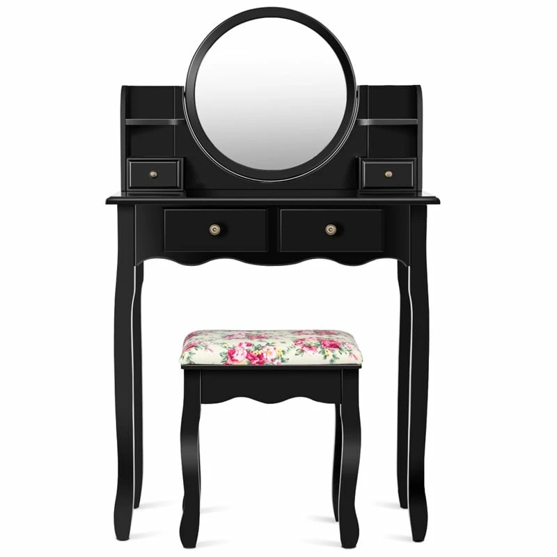 Best deal ๐ Costway Contemporary MDF And Wood Makeup Vanity Set With Oval Mirror In Black ๐ 6 Best deal ๐ Costway Contemporary MDF And Wood Makeup Vanity Set With Oval Mirror In Black ๐ - Image 4