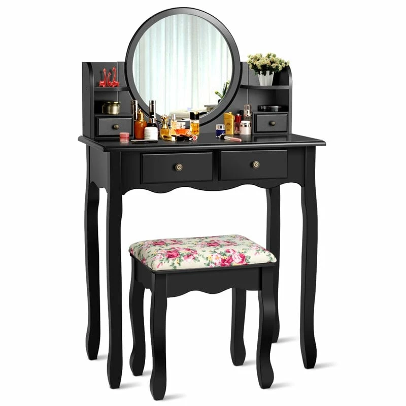 Best deal ๐ Costway Contemporary MDF And Wood Makeup Vanity Set With Oval Mirror In Black ๐ 7 Best deal ๐ Costway Contemporary MDF And Wood Makeup Vanity Set With Oval Mirror In Black ๐ - Image 5