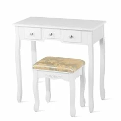 Wholesale 🎉 Costway MDF And Wood Vanity 👗 Dressing Table Set With Stool & Oval Mirror In White 😀 18 Wholesale 🎉 Costway MDF And Wood Vanity 👗 Dressing Table Set With Stool & Oval Mirror In White 😀 -Living Room Sales Shop 2314305 2 L