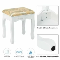 Wholesale 🎉 Costway MDF And Wood Vanity 👗 Dressing Table Set With Stool & Oval Mirror In White 😀 25 Wholesale 🎉 Costway MDF And Wood Vanity 👗 Dressing Table Set With Stool & Oval Mirror In White 😀 -Living Room Sales Shop 2314305 9 L