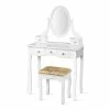 Wholesale 🎉 Costway MDF And Wood Vanity 👗 Dressing Table Set With Stool & Oval Mirror In White 😀 -Living Room Sales Shop 2314305 L