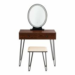 Cheap ✔️ Costway Vanity Makeup 👗 Dressing Table With Mirror Touch Switch In Coffee 🛒