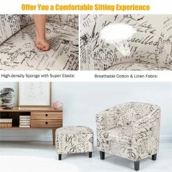 Best deal ๐ Costway Contemporary Wood And Cotton Barrel Accent Chair With Ottoman In Beige ๐ 21 Best deal ๐ Costway Contemporary Wood And Cotton Barrel Accent Chair With Ottoman In Beige ๐ -Living Room Sales Shop 2326378 7 L