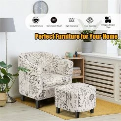 Best deal ๐ Costway Contemporary Wood And Cotton Barrel Accent Chair With Ottoman In Beige ๐ 23 Best deal ๐ Costway Contemporary Wood And Cotton Barrel Accent Chair With Ottoman In Beige ๐ -Living Room Sales Shop 2326378 9 L