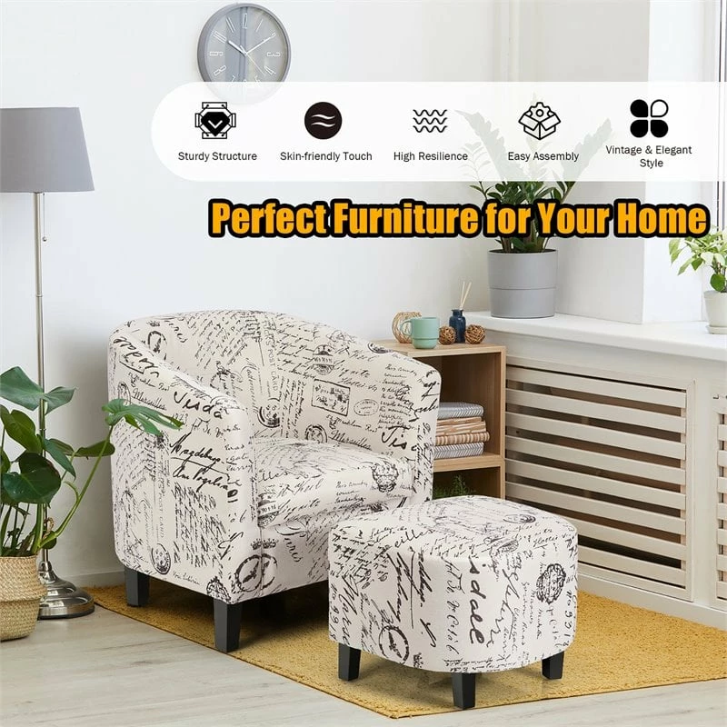 Best deal ๐ Costway Contemporary Wood And Cotton Barrel Accent Chair With Ottoman In Beige ๐ 13 Best deal ๐ Costway Contemporary Wood And Cotton Barrel Accent Chair With Ottoman In Beige ๐ - Image 11