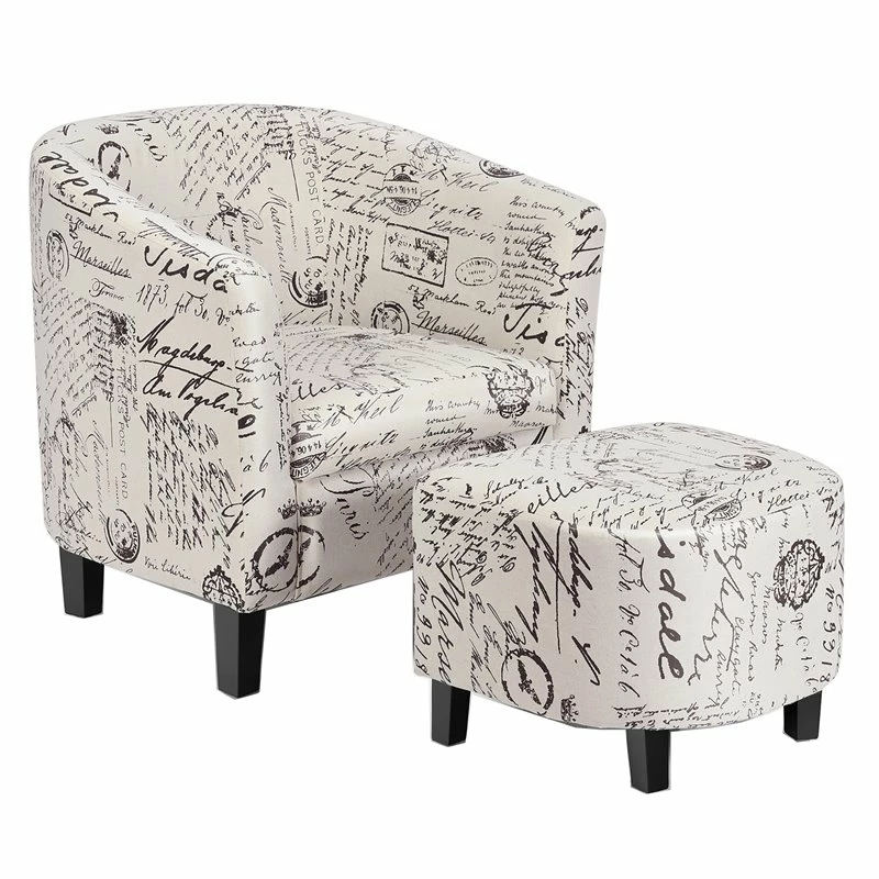 Best deal ๐ Costway Contemporary Wood And Cotton Barrel Accent Chair With Ottoman In Beige ๐ 3 Best deal ๐ Costway Contemporary Wood And Cotton Barrel Accent Chair With Ottoman In Beige ๐