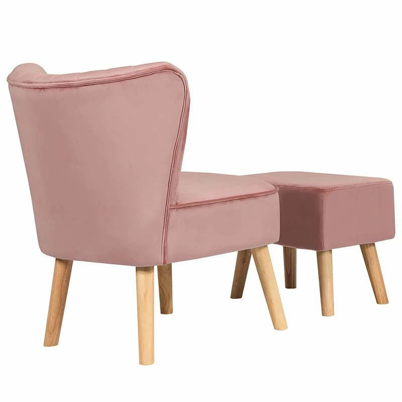 Flash Sale 😉 Costway Thick Padded Velvet Tufted Leisure Chair And Ottoman Set In Pink 👏 6 Flash Sale 😉 Costway Thick Padded Velvet Tufted Leisure Chair And Ottoman Set In Pink 👏 - Image 4