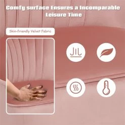 Flash Sale 😉 Costway Thick Padded Velvet Tufted Leisure Chair And Ottoman Set In Pink 👏 17 Flash Sale 😉 Costway Thick Padded Velvet Tufted Leisure Chair And Ottoman Set In Pink 👏 -Living Room Sales Shop 2326388 5 L