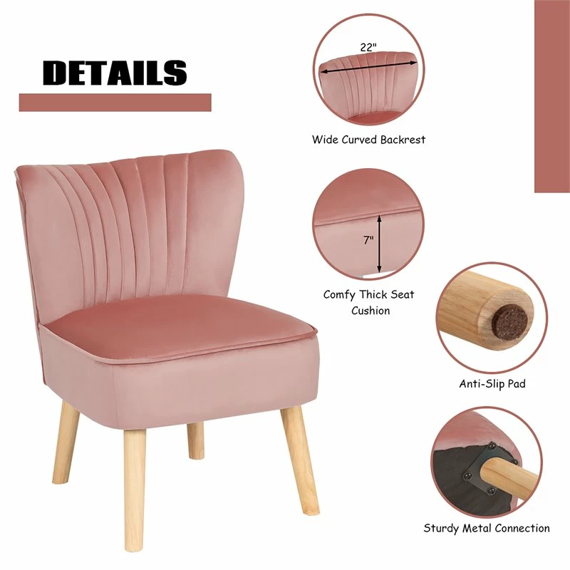 Flash Sale 😉 Costway Thick Padded Velvet Tufted Leisure Chair And Ottoman Set In Pink 👏 9 Flash Sale 😉 Costway Thick Padded Velvet Tufted Leisure Chair And Ottoman Set In Pink 👏 - Image 7