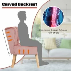 Flash Sale 😉 Costway Thick Padded Velvet Tufted Leisure Chair And Ottoman Set In Pink 👏 20 Flash Sale 😉 Costway Thick Padded Velvet Tufted Leisure Chair And Ottoman Set In Pink 👏 -Living Room Sales Shop 2326388 8 L