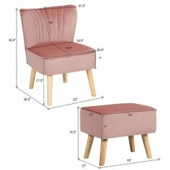 Flash Sale 😉 Costway Thick Padded Velvet Tufted Leisure Chair And Ottoman Set In Pink 👏 21 Flash Sale 😉 Costway Thick Padded Velvet Tufted Leisure Chair And Ottoman Set In Pink 👏 -Living Room Sales Shop 2326388 9 L