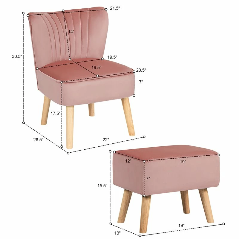 Flash Sale 😉 Costway Thick Padded Velvet Tufted Leisure Chair And Ottoman Set In Pink 👏 12 Flash Sale 😉 Costway Thick Padded Velvet Tufted Leisure Chair And Ottoman Set In Pink 👏 - Image 10