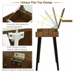 Buy โญ Costway Vanity Set With Table & ๐ Dressing Makeup Study Padded Stool In Brown ๐ 20 Buy โญ Costway Vanity Set With Table & ๐ Dressing Makeup Study Padded Stool In Brown ๐ -Living Room Sales Shop 2326432 6 L