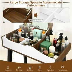 Buy โญ Costway Vanity Set With Table & ๐ Dressing Makeup Study Padded Stool In Brown ๐ 21 Buy โญ Costway Vanity Set With Table & ๐ Dressing Makeup Study Padded Stool In Brown ๐ -Living Room Sales Shop 2326432 7 L