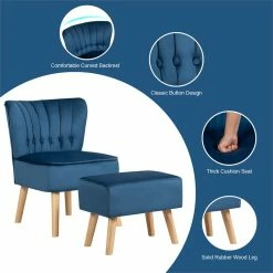 Cheap ๐ Costway Thick Padded Button Tufted Leisure Chair And Ottoman Set In Blue ๐ 16 Cheap ๐ Costway Thick Padded Button Tufted Leisure Chair And Ottoman Set In Blue ๐ -Living Room Sales Shop 2326472 5 L