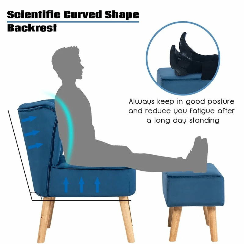 Cheap ๐ Costway Thick Padded Button Tufted Leisure Chair And Ottoman Set In Blue ๐ 10 Cheap ๐ Costway Thick Padded Button Tufted Leisure Chair And Ottoman Set In Blue ๐ - Image 8