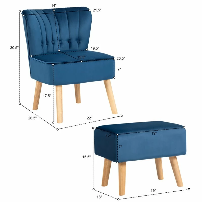 Cheap ๐ Costway Thick Padded Button Tufted Leisure Chair And Ottoman Set In Blue ๐ 11 Cheap ๐ Costway Thick Padded Button Tufted Leisure Chair And Ottoman Set In Blue ๐ - Image 9