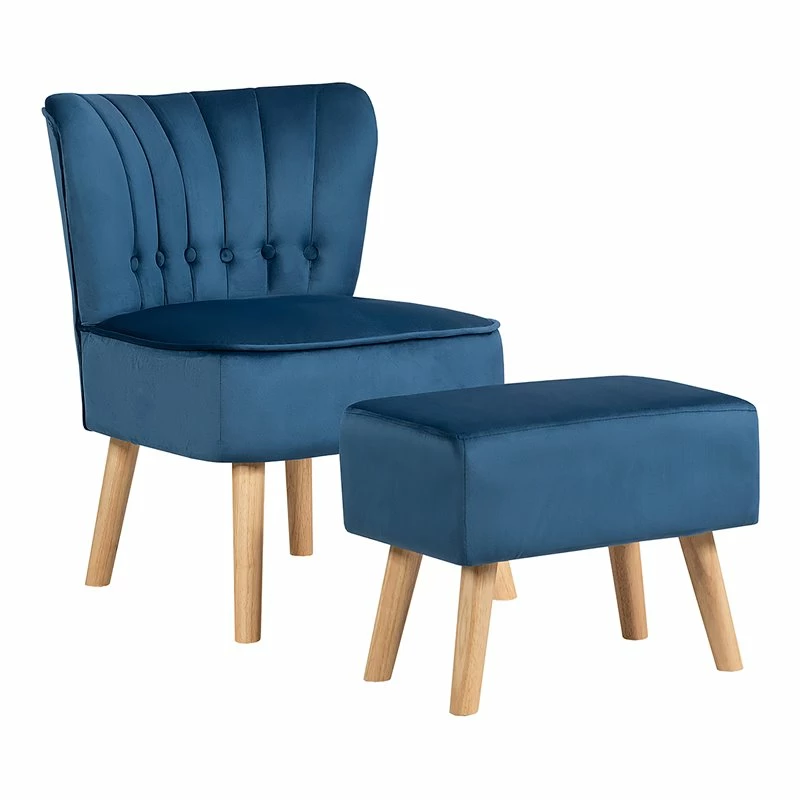 Cheap ๐ Costway Thick Padded Button Tufted Leisure Chair And Ottoman Set In Blue ๐ 3 Cheap ๐ Costway Thick Padded Button Tufted Leisure Chair And Ottoman Set In Blue ๐