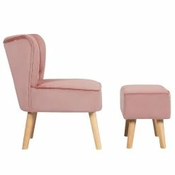 Cheapest 😀 Costway Thick Padded Button Tufted Leisure Chair And Ottoman Set In Pink 😉 -Living Room Sales Shop 2326474 2 L
