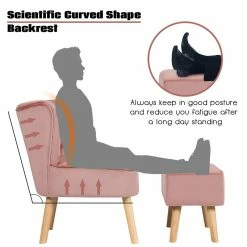 Cheapest 😀 Costway Thick Padded Button Tufted Leisure Chair And Ottoman Set In Pink 😉 -Living Room Sales Shop 2326474 7 L