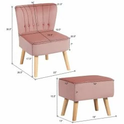 Cheapest 😀 Costway Thick Padded Button Tufted Leisure Chair And Ottoman Set In Pink 😉 -Living Room Sales Shop 2326474 8 L