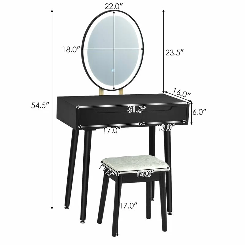 Budget β Costway Touch Screen 3 Lighting Modes π Dressing/Makeup Vanity Set In Black π₯° 12 Budget β Costway Touch Screen 3 Lighting Modes π Dressing/Makeup Vanity Set In Black π₯° - Image 10