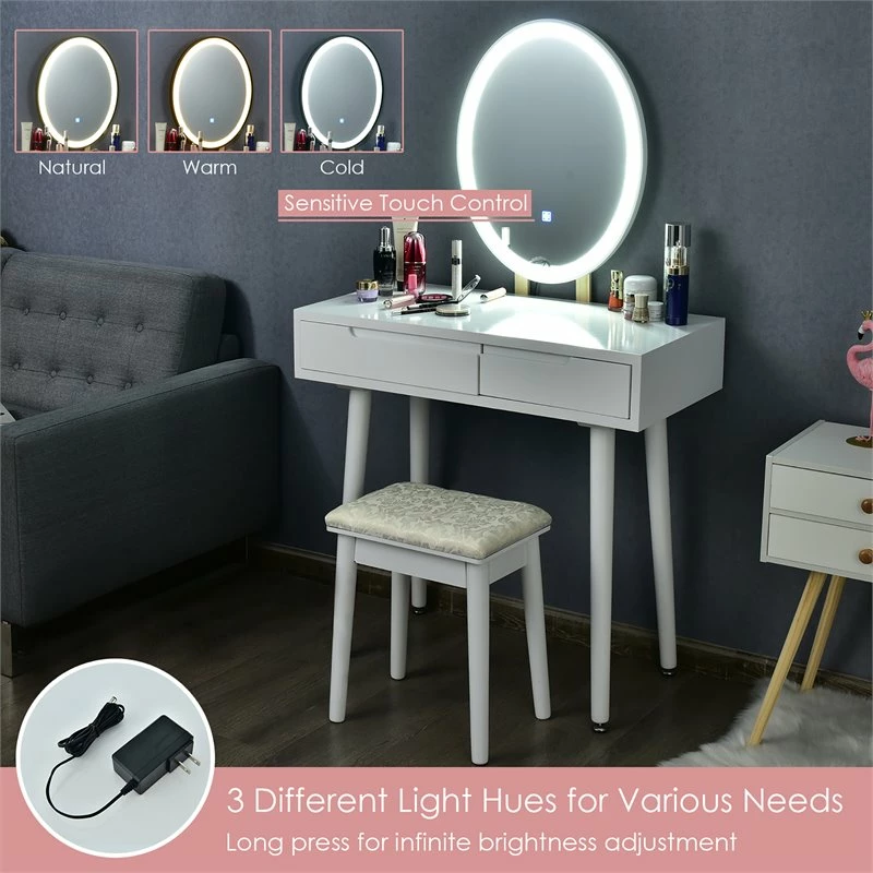 New βοΈ Costway Touch Screen 3 Lighting Modes π Dressing/Makeup Vanity Set In White β€οΈ 7 New βοΈ Costway Touch Screen 3 Lighting Modes π Dressing/Makeup Vanity Set In White β€οΈ - Image 5