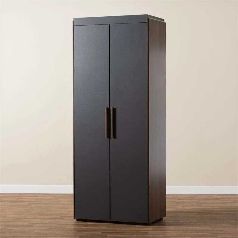 Hot Sale π₯° Bowery Hill 7-Shelf Wood Armoire In Gray And Walnut Brown π 7 Hot Sale π₯° Bowery Hill 7-Shelf Wood Armoire In Gray And Walnut Brown π - Image 5