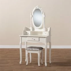 Top 10 ✔️ Bowery Hill Contemporary White Finished Wood 2-Piece Vanity Table 🌟 15 Top 10 ✔️ Bowery Hill Contemporary White Finished Wood 2-Piece Vanity Table 🌟 -Living Room Sales Shop 2367526 4 L