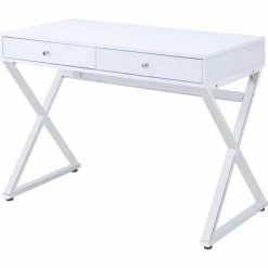 New π₯° ACME Furniture ACME Coleen Vanity Desk In White & Chrome βοΈ