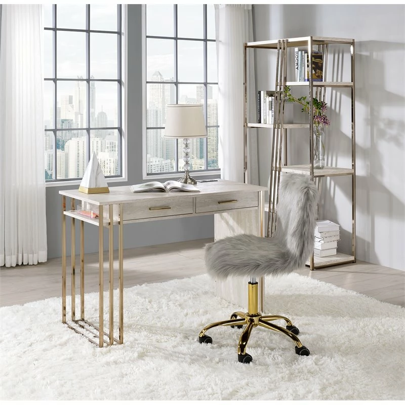 Promo βοΈ ACME Furniture ACME Tyeid Vanity Desk In Antique White & Gold Finish π 9 Promo βοΈ ACME Furniture ACME Tyeid Vanity Desk In Antique White & Gold Finish π - Image 7