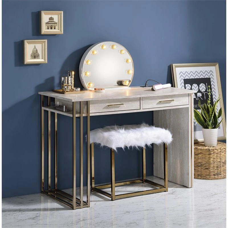 Promo βοΈ ACME Furniture ACME Tyeid Vanity Desk In Antique White & Gold Finish π 10 Promo βοΈ ACME Furniture ACME Tyeid Vanity Desk In Antique White & Gold Finish π - Image 8