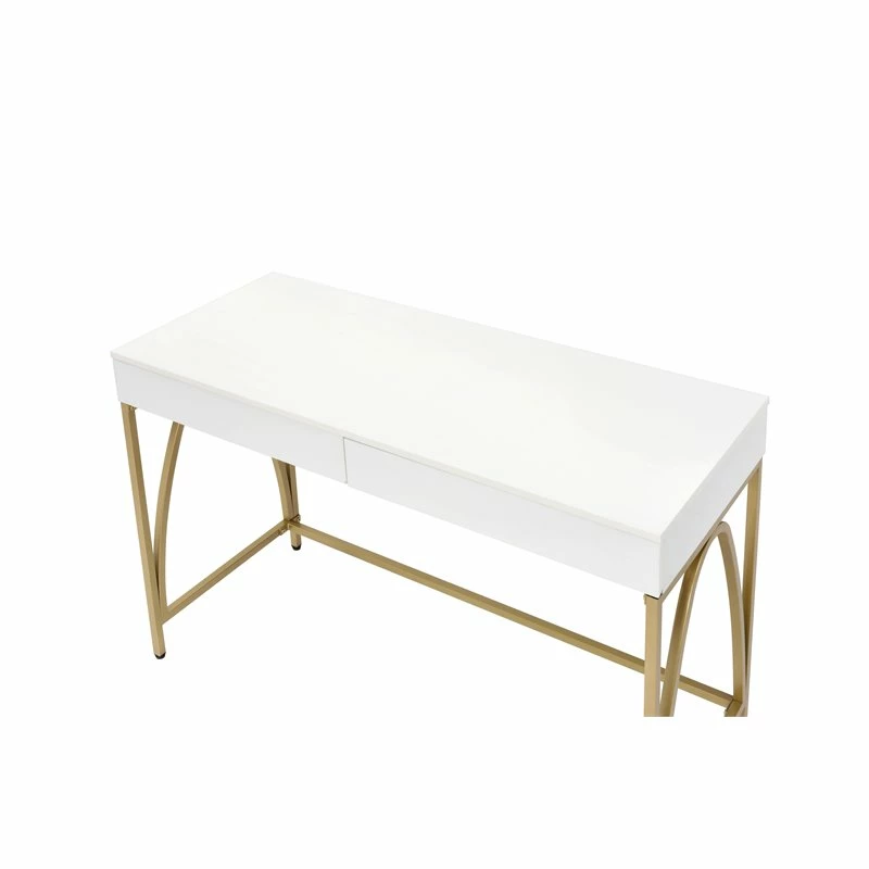 New π ACME Furniture ACME Lightmane Vanity Desk In White High Gloss & Gold π― 5 New π ACME Furniture ACME Lightmane Vanity Desk In White High Gloss & Gold π― - Image 3